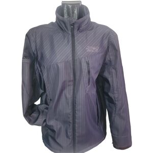 Point Zero Men's Black and Grey Pin Striped Light Jacket L